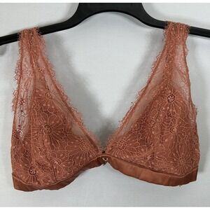 Victoria's Secret Bralette Women's SMALL S-DD Rust Brown / Copper Lace Floral